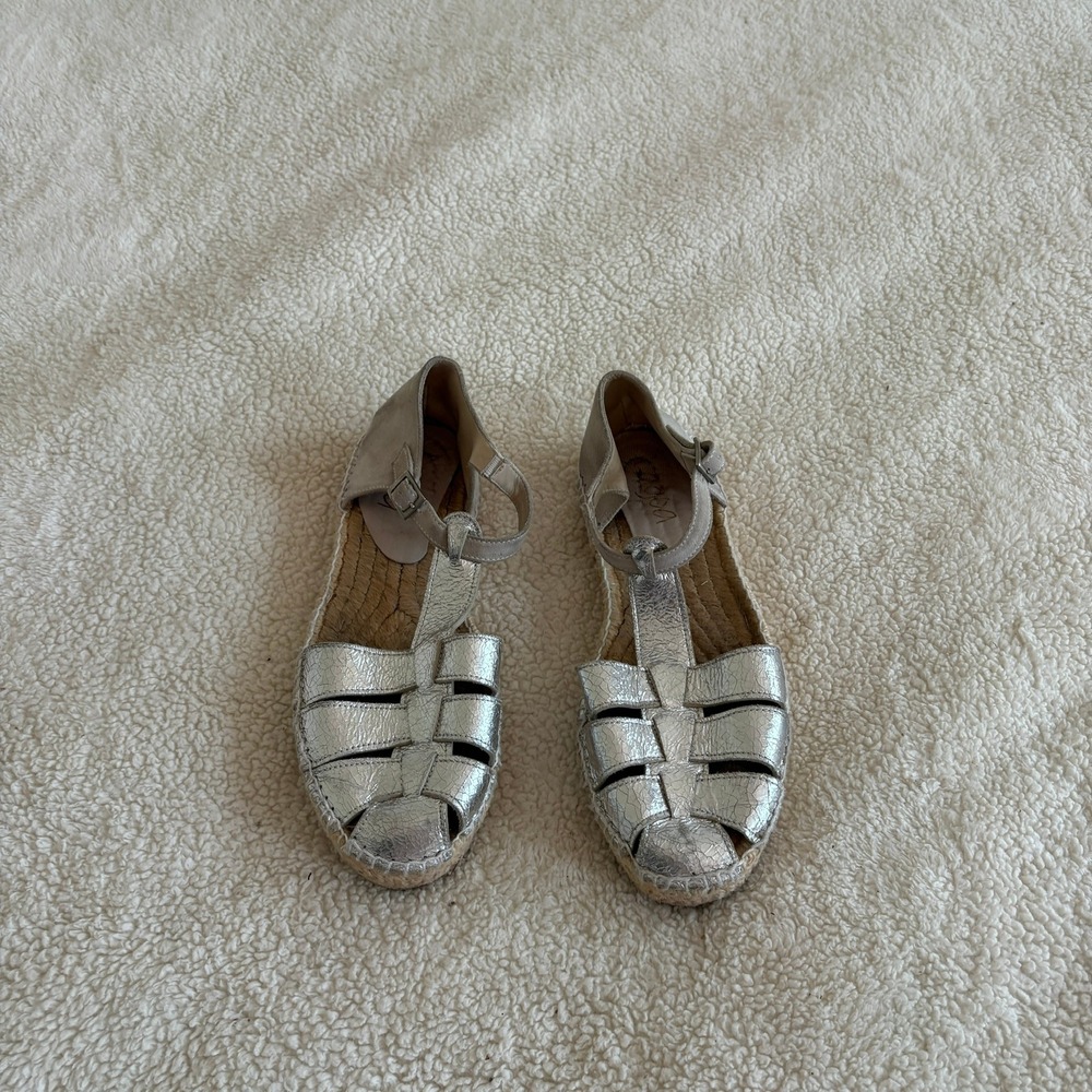 Lagoa Espadrilles Women's‎ 38 Silver metallic leather Made in Spain